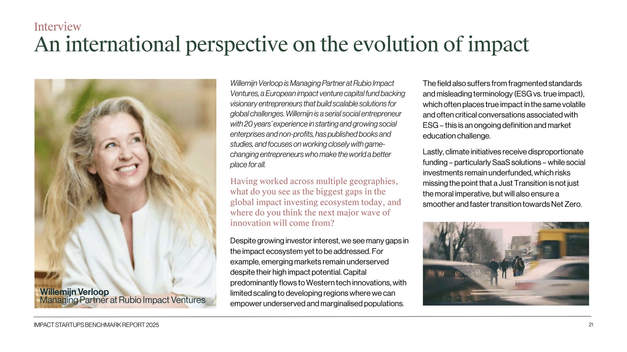 Willemijn Verloop featured in the Impact Benchmark Report by Giant Leap